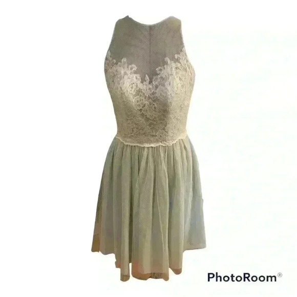 BARI JAY STYLE 1580 BRIDESMAID DRESS COLOR IVORY MISTY BLUE  SIZE 10. - Picture 5 of 10